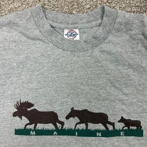 Delta Pro Weight Maine Moose Graphic T-Shirt Mens XL Grey Nature Souvenir Tee